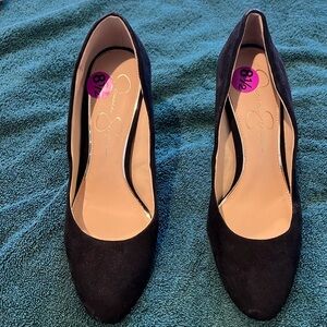 Black suede brand new heels